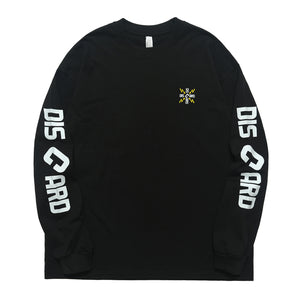 Discard slogan jumper long sleeve grunge t-shirt thunder print top in black