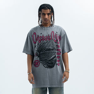 Arabic t-shirt hip-hop tee grunge rapper top in orange