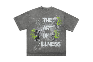 Flame t-shirt skeleton print tee grunge monster top skull jumper in Grey