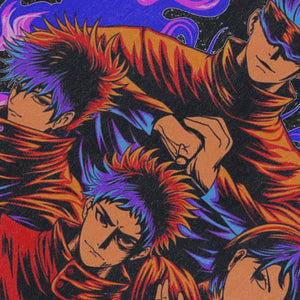 Jujutsu anime sleeveless t-shirt vintage Japanese vest retro cartoon tank top in acid wash black