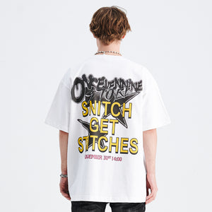 Punk mouse t-shirt Mickey top graffiti tee cartoon jumper in white