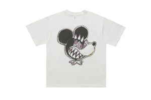 Punk mouse t-shirt Mickey top graffiti tee cartoon jumper in white