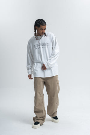 Sugar daddy slogan top long sleeve diamante jumper glitter slogan pullover in white