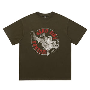 Punk rocker t-shirt retro band top in Brown