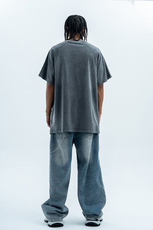 Butterfly effect t-shirt grunge slogan tee racing top in grey