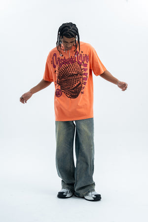 Arabic t-shirt hip-hop tee grunge rapper top in orange