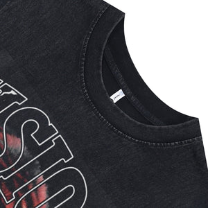 Bengal tiger sleeveless t-shirt animal cartoon surfer vest 90s vission slogan tank top in acid wash black