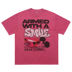 Graffiti t-shirt mouse print top grunge cartoon tee skater jumper in pink