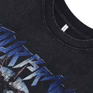 Earth print vintage sleeveless t-shirt gothic surfer vest retro creepy tank top in acid wash black