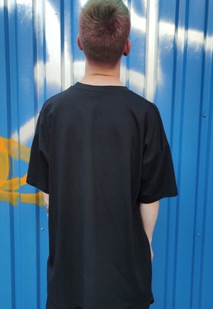 Snake print tee paint splash raver t-shirt angel top black