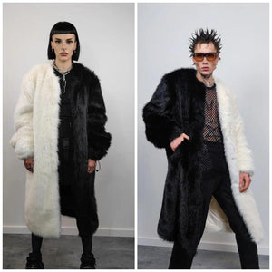 Black faux fur bomber short fluffy college bomber cropped varsity jacket gothic coat fluffy detachable sleeves festival overcoat rave fleece