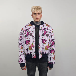 Vertical stripe bomber black white Beetlejuice jacket creepy reversible college varsity detachable sleeves handmade horror fan grunge coat