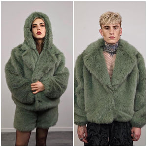 Gray faux fur joggers ski pants shaggy trousers mountain trip bottoms fuzzy winter festival overalls rave fit jumpsuit carnival fleece set