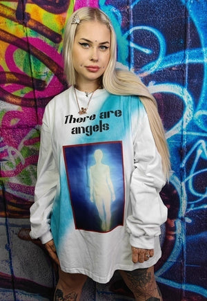 Angel print jumper gradient top tie-dye sweatshirt in white