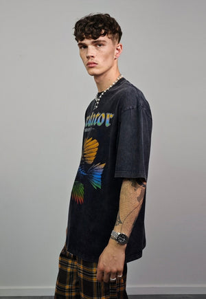 Fish bone t-shirt predator slogan tee retro top vintage grey