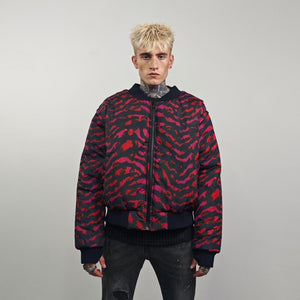 Tiger bomber pink animal print jacket raver reversible college varsity detachable sleeves handmade zebra puffer grunge festival stripe coat