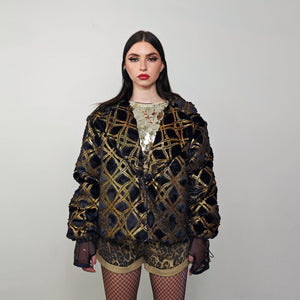 Glitter shorts black gold going out shiny embellished cropped trousers detachable handmade short festival trousers luminous hotpants