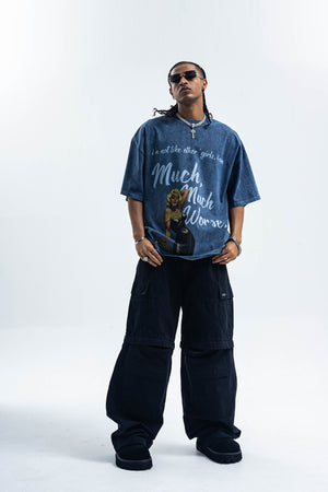 Art deco t-shirt retro movie girl top blondie hollywood tee in blue