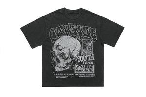 Skull print t-shirt punk top grunge skeleton tee graffiti jumper in Brown