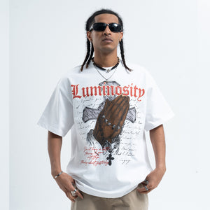 Prayer t-shirt cross print tee religion top in white