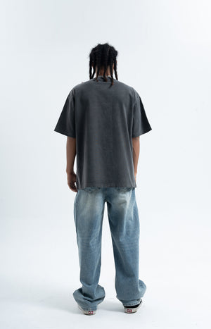 70s cartoon t-shirt retro print top old school tee in grey