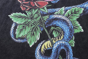 Snake t-shirt rose print tee retro poster top in vintage grey