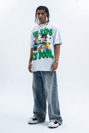 Y2k cartoon t-shirt kids slogan top retro anime tee in pink