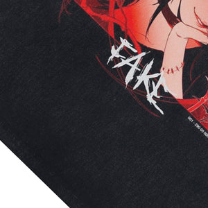 Psycho slogan sleeveless t-shirt anime girl print surfer vest Japanese tank top in acid wash black