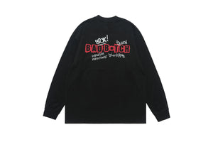 Bad bitch slogan top long sleeve raver tee grunge graffiti t-shirt in black