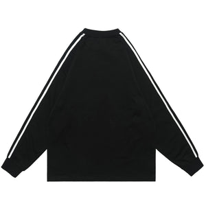 Paranoia slogan jumper long sleeve striped top music notes print retro t-shirt in black