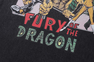 Vintage Bruce Lee t-shirt martial arts tee retro movie top in grey