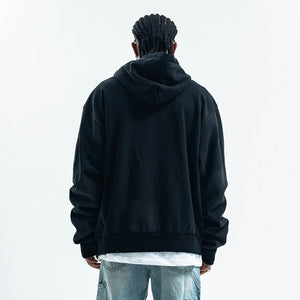 Retro hip-hop hoodie gorpcore pullover grunge rapper jumper gangster top in black