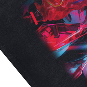 Psychedelic cartoon sleeveless t-shirt Japanese girl poster surfer vest 00s anime tank top in acid wash black