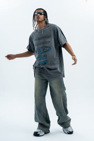 Undefeated t-shirt motivational slogan top racing t-shirt black