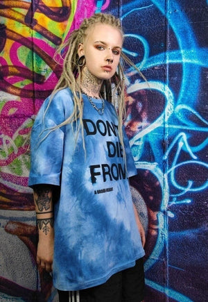 Ti-dye t-shirt Y2K heart breaker slogan tee in cloud blue