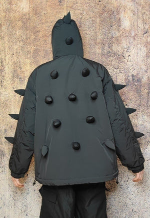 Spike bomber grunge jacket horn puffer punk coat in black