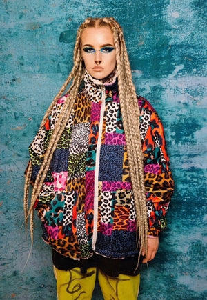 Heart fleece hooded jacket reversible fluffy animal coat