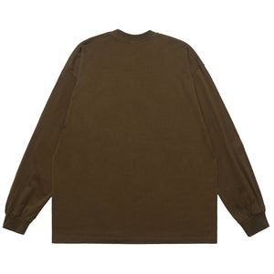 Danger slogan jumper skull print top 90s gothic poster long sleeve t-shirt in brown