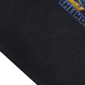 Landcape print sleeveless t-shirt retro psychedelic surfer vest 80s fantasy tank top in acid wash black