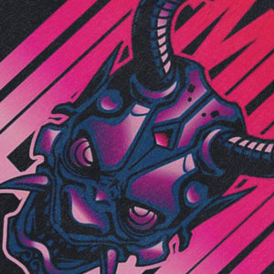 Demon print sleeveless t-shirt gothic surfer vest retro devil cartoon tank top in acid wash black