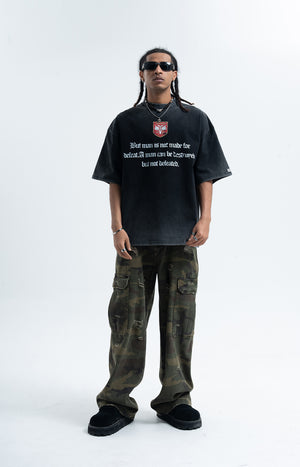 Motivational t-shirt retro grunge top old slogan tee in black