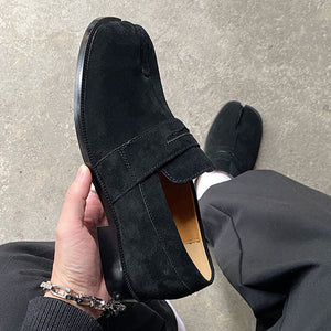 Suede Tabi shoes brown smart style split toe loafers going out coctail party boots