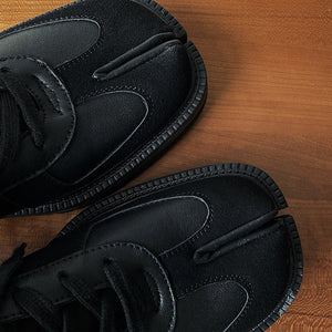 Tabi trainers black real leather unisex split toe sneakers casual style sports loafers edgy outdoor shoes