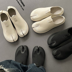 Slip on Tabi shoes cream split toe casual trainers camel toe sneakers trendy loafers