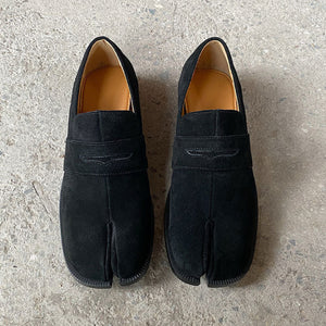 Suede Tabi shoes brown smart style split toe loafers going out coctail party boots