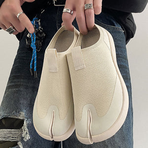 Slip on Tabi shoes cream split toe casual trainers camel toe sneakers trendy loafers