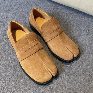 Suede Tabi shoes brown smart style split toe loafers going out coctail party boots
