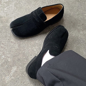 Suede Tabi shoes brown smart style split toe loafers going out coctail party boots