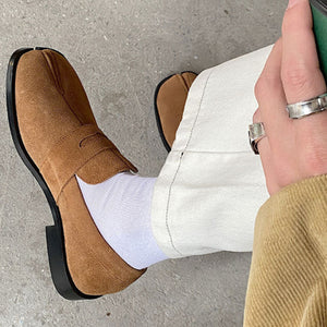 Suede Tabi shoes brown smart style split toe loafers going out coctail party boots