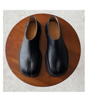 Slip on Tabi shoes black inner leather smart style split toe loafers lightweight edgy outdoor mules